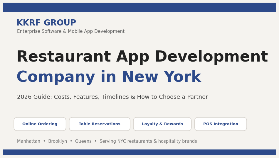 Restaurant app development company in New York — KKRF Group guide to costs, features, and timelines