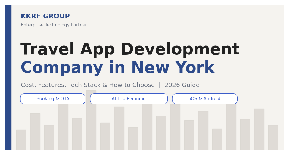 Travel app development company in New York cover — KKRF Group 2026 guide to travel app cost, features and tech stack